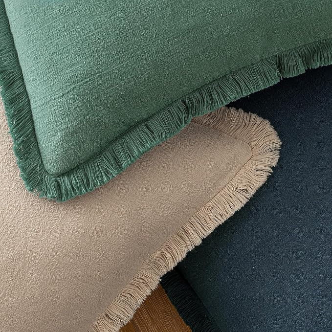 MIULEE Decorative Throw Pillow Covers Neutral Linen Fringe Throw Pillows Set of - Image 4