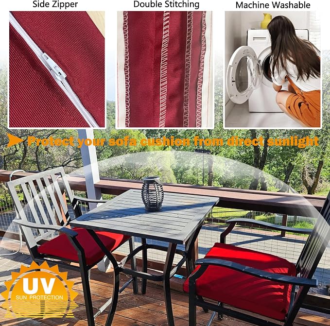 Sqodok Outdoor Cushion Covers 19x19 inch, Wicker Chair - Image 4