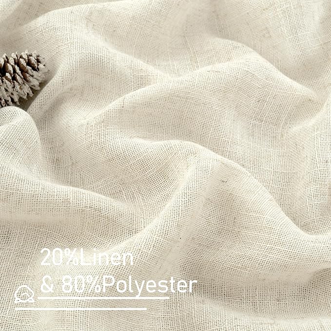 LAMIT Natural Ivory Semi Sheer Linen Curtains 84 inch Long, Cream White Light - Image 3