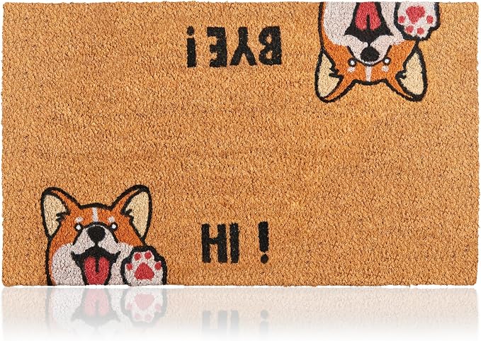 Hi-Bye Dog - 17"x29" - Coir Door Mat - Welcome Mats by AmaruDoorMats
