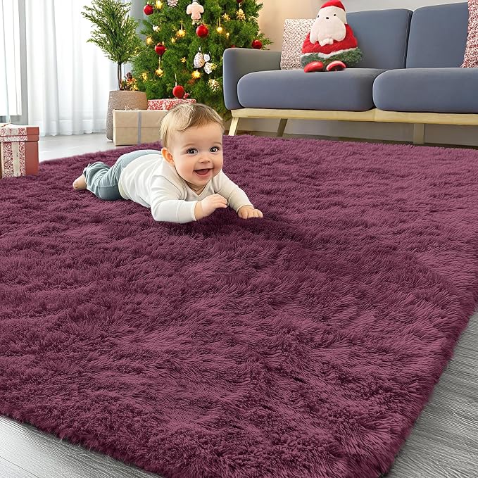 OLANLY Area Rugs for Living Room Bedroom, Machine Washable 4x5.9 ft Soft Fluffy by OLANLY