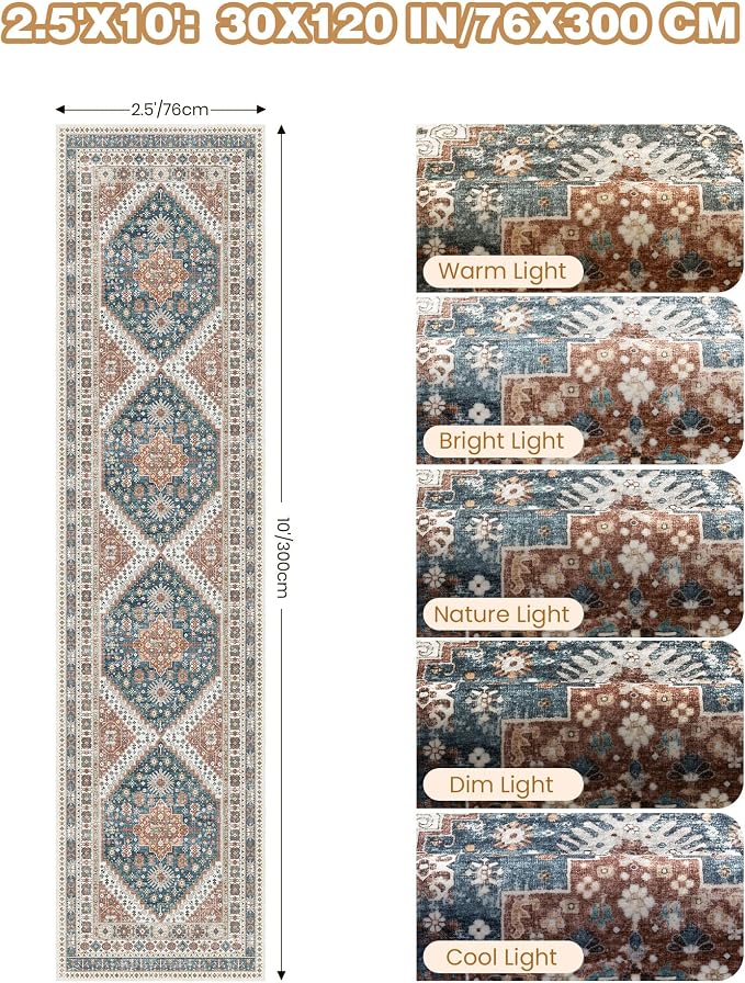 Kitchen Runner Rug Non Slip Washable 2.5x10, Soft Ultra-Thin Entryway Rug - Image 2