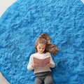 OLANLY Bright Blue Round Rugs for Bedroom by OLANLY