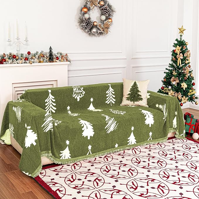 MYSKY HOME 71"X118" Loveseat Christmas Couch Cover, Sectional Sofa Covers Sofa by MYSKYHOME