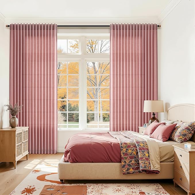 Canyon Rose Linen Curtains 132 Inch Length - Image 7