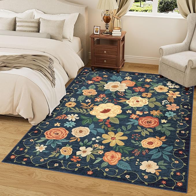 DUKINO 5x7 Area Rug Floral Washable Rug - Image 6
