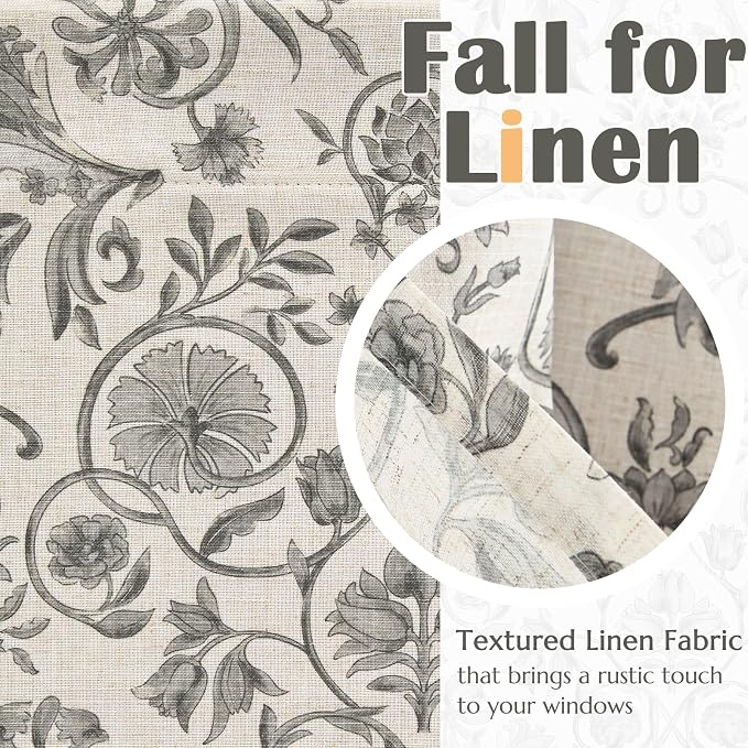jinchan Linen Valance Kitchen Curtain Pack of 2 Double Layer 18 Inch - Image 8