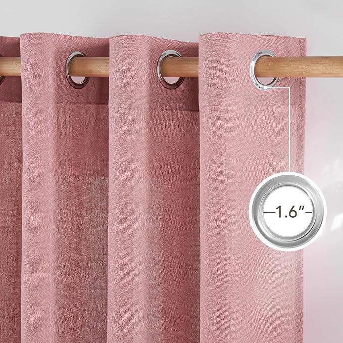 NICETOWN Thick Linen Pink Curtains - Image 2
