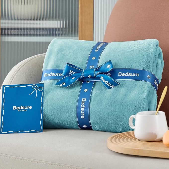 Bedsure GentleSoft Fleece Bed Blankets Queen Size River Blue - Image 7