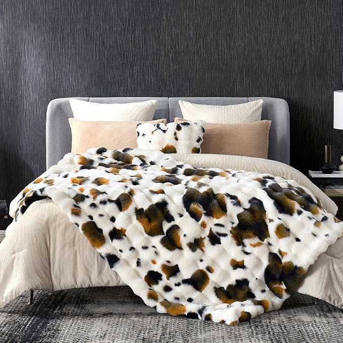 Cozy Bliss Cow Print Faux Fur Throw Blanket - Image 2