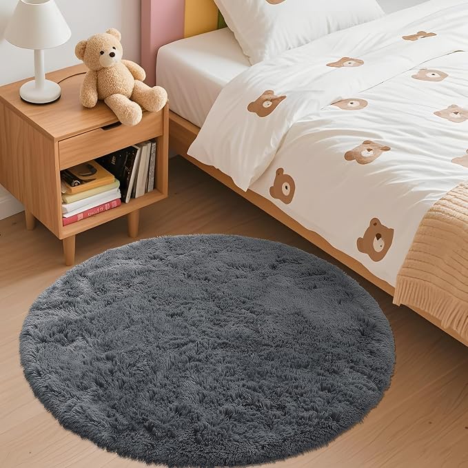 OLANLY Grey Round Rugs for Bedroom - Image 3
