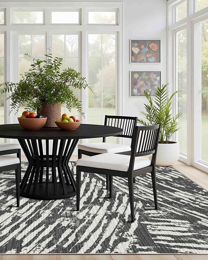 Latte&Fog 8x10 Area Rugs for Living Room, Large Modern Abstract Washable Rug - Image 3
