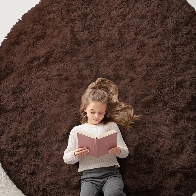 OLANLY Coffee Round Rugs for Bedroom by OLANLY