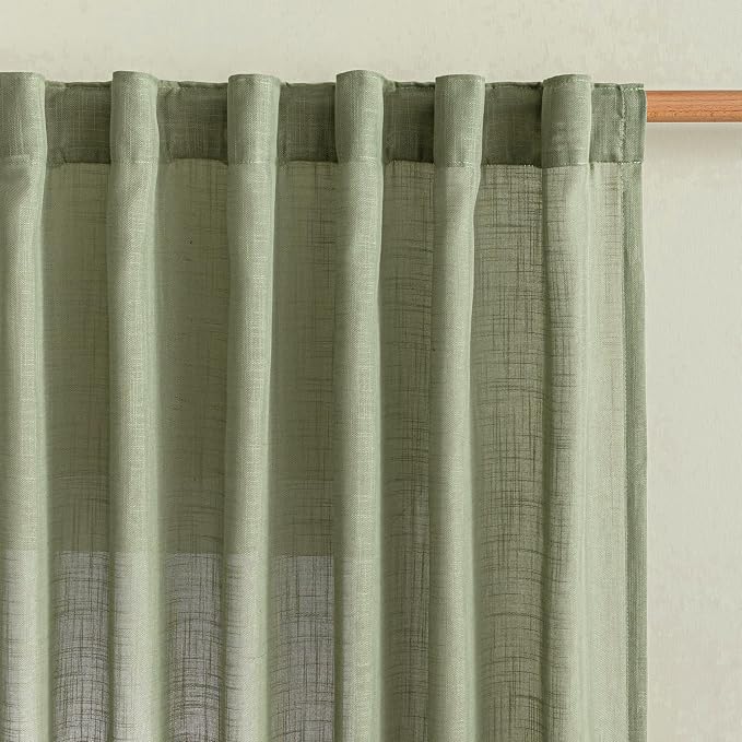 MYSKY HOME Sage Green Curtains 96 Inches Long - Image 3