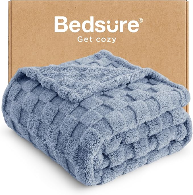 Bedsure GentleSoft Ashley Blue Throw Blanket by BEDSURE