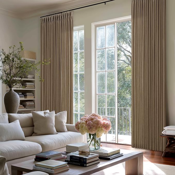 Dark Brown Pinch Pleat Linen Semi Sheer Curtains - Image 7