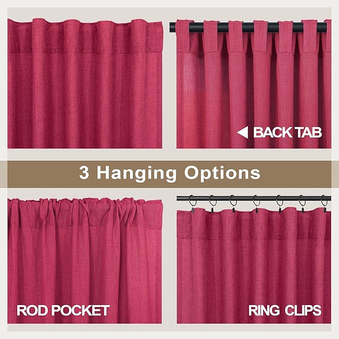 Pitalk Christmas Red Hot Pink Curtains - Image 4