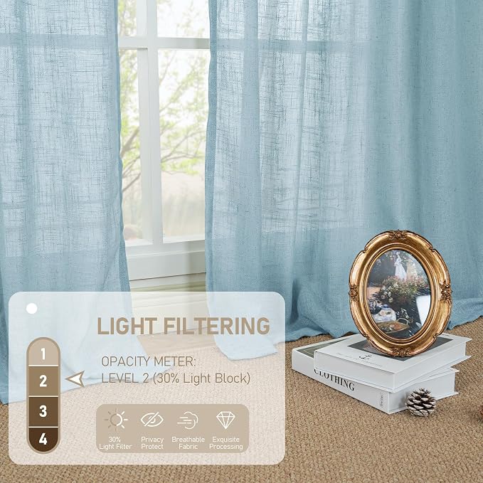 LAMIT 40 Inch Length Linen Curtains - Image 4