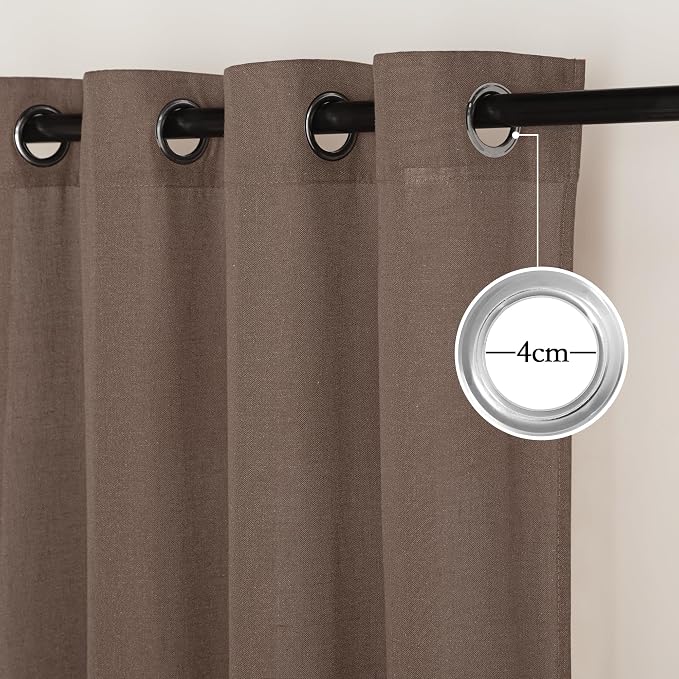 NICETOWN Linen Brown Curtains 96 inch Long, Grommet Privacy Added Thick Flax - Image 2