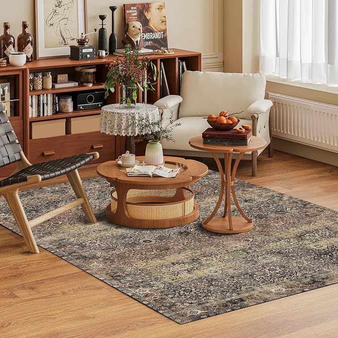 Washable Area Rug 4' x 6' Vintage Traditional Persian Mat - Image 2