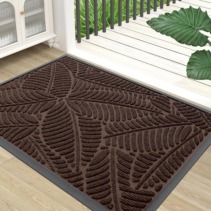 Colorxy Waterproof Doormat, Sturdy Natural Rubber Front Door Mats, Non Slip Low by Colorxy