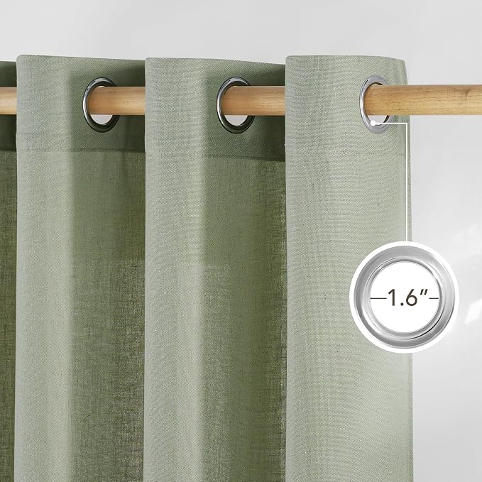 NICETOWN Thick Linen Greyish Green Curtains 84 inches Long - Image 2