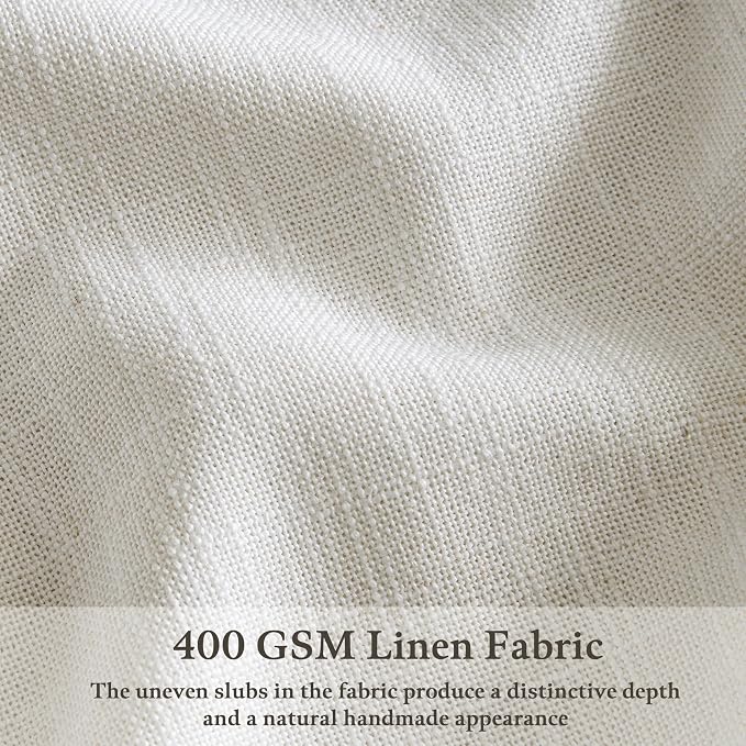 Beige White 94 Inch Pinch Pleated Linen Light Filtering Curtains 50Wx94L | Off - Image 3