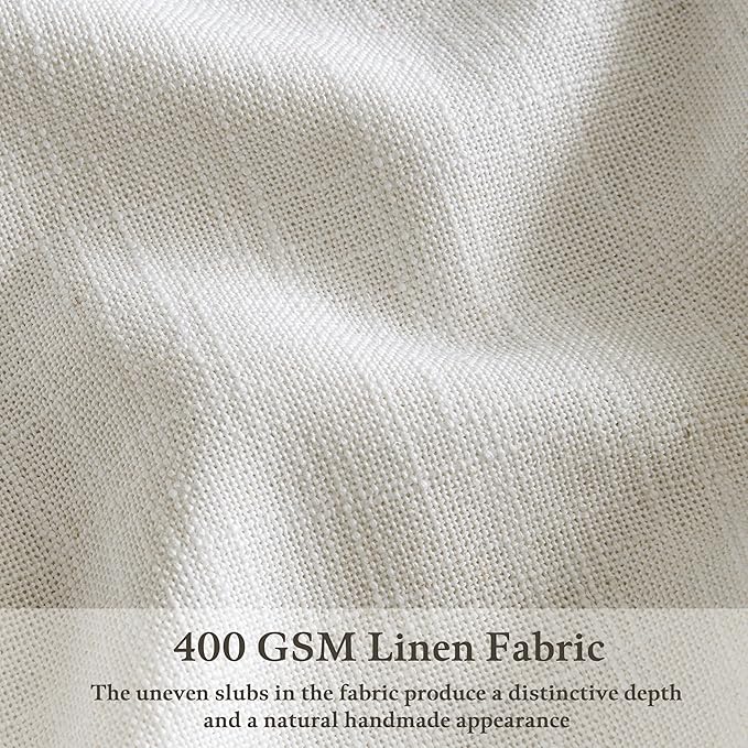 Beige White Memory Trained Pinch Pleated Semi Sheer Linen Curtains 84 Inch | - Image 3