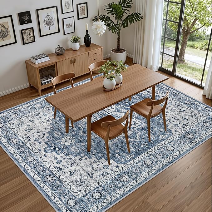 3x5 Area Rugs Living Room Rug: Washable Vintage Boho Medallion Rug No Slip - Image 5