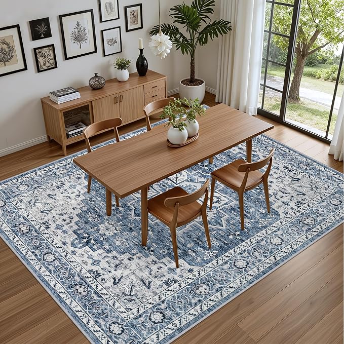 Area Rugs 10x12 Living Room Rug: Washable Rug Soft Vintage Boho Medallion - Image 4