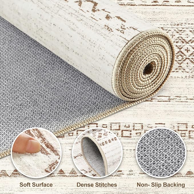 Nakagishi 6x9 Area Rugs Living Room: Washable Boho Large Neutral Soft Farmhouse - Image 3