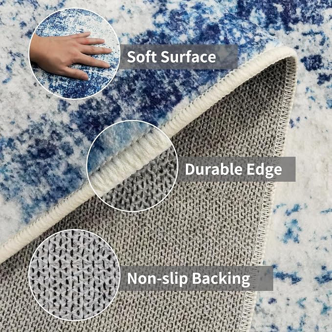 3x12 Washable Hallway Runner Rug: Non Slip Carpet Runners Easy-to-Clean - Image 5