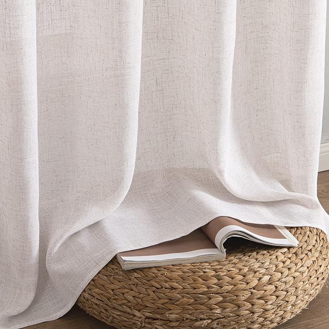 MIULEE White Linen Curtains 108 Inches Long - Image 7