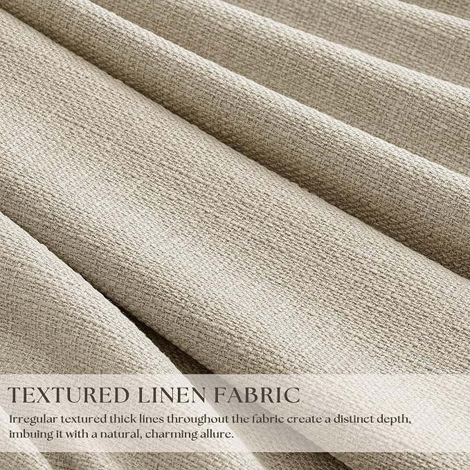 Memory Trained Pinch Pleated 100% Blackout Linen 86 Inch Curtains Oatmeal | - Image 2
