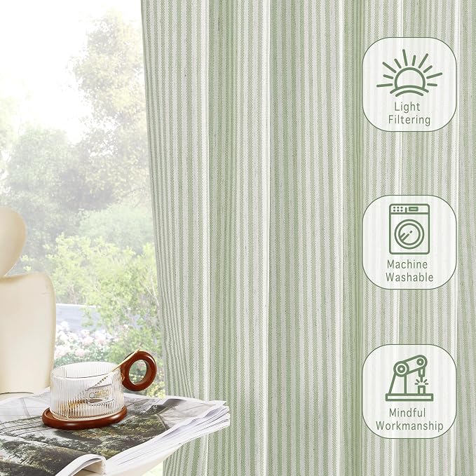 RYB HOME Linen Kitchen Striped Curtains - Image 4