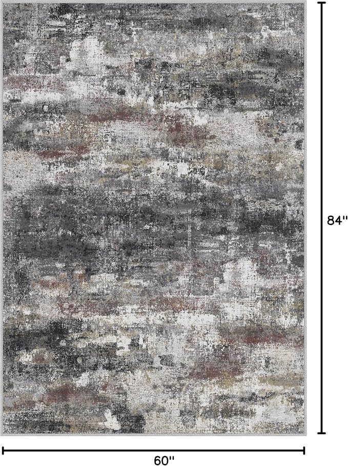 Area Rugs 5x7 for Living Room Bedroom, Modern Abstract Machine Washable Soft - Image 2