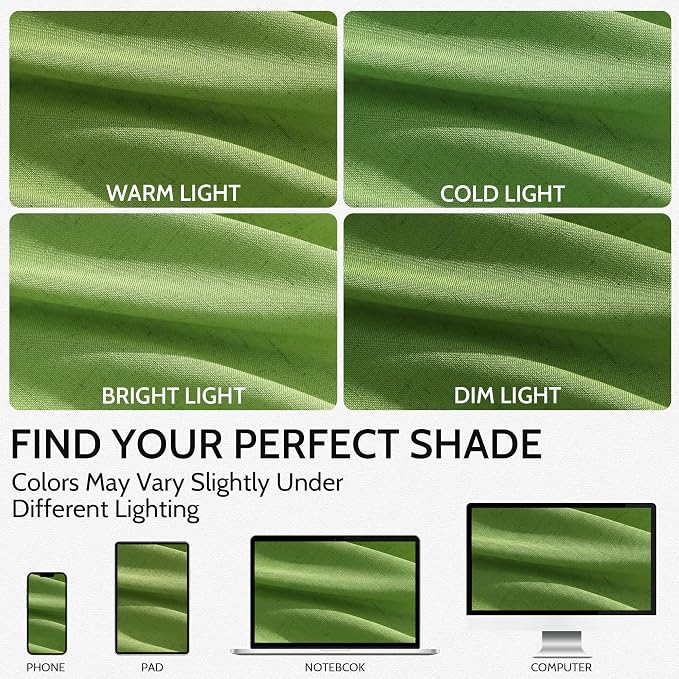 Extra Long Curtain Lime Green Morden Linen Blend Light Filtering Back Tab - Image 4