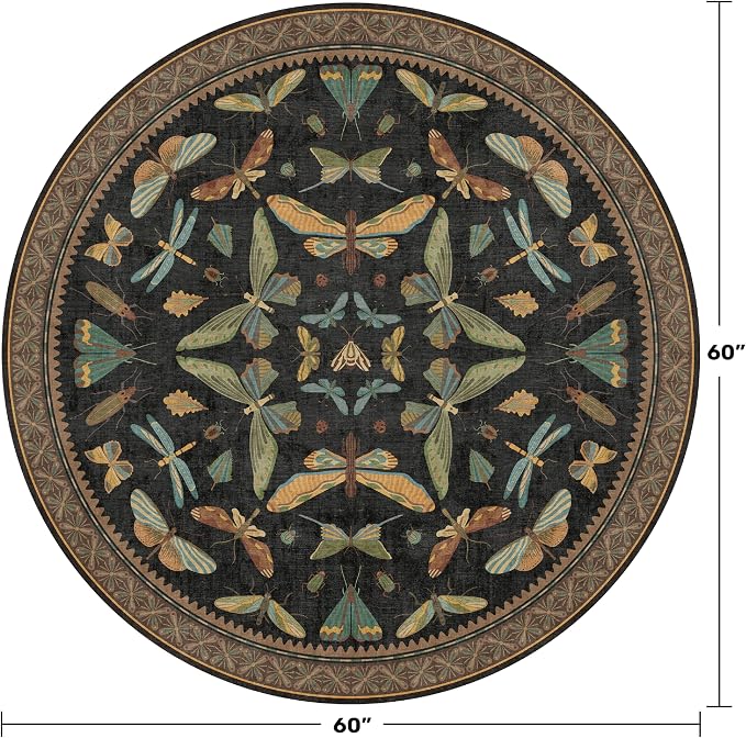 Black Boho 5ft Round Throw Rugs - Image 2