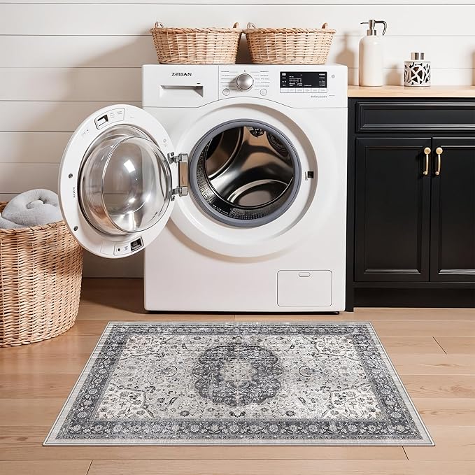Washable 2x3 Entryway Area Rug: Vintage Soft Thin Door Mat - Image 2