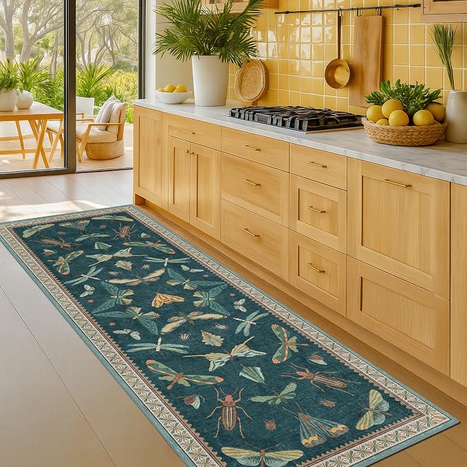 Hazo Haus Brown and Green Kitchen Sink Runner Rug 2x5 - Image 3