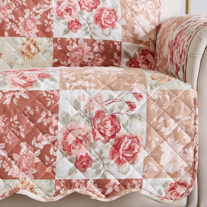 Great Bay Home Reversible Floral Patchwork Recliner Furniture Protector - Image 2