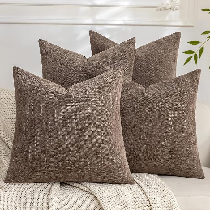 Set of 4 Soft Textured Decorative Throw Pillow Covers 20x20 Inch Cozy Farmhouse by Cozoomy