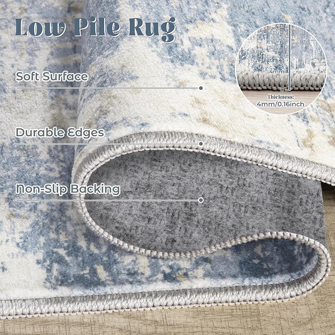 2x7 Runner Rug for Hallway, Washable Modern Abstract Runner Rugs Neutral Soft - Image 7