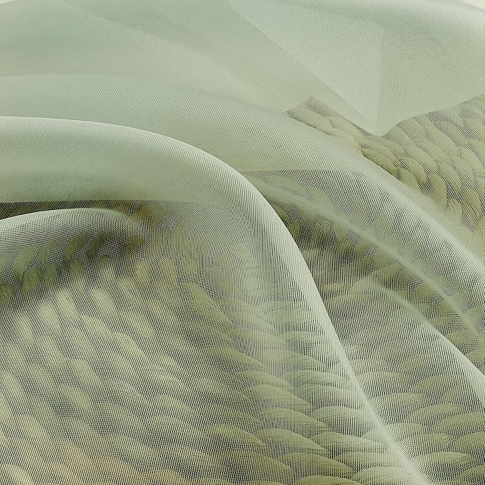 Lecloud Light Green Sheer Curtains 54 Inch Length 2 Panels, Voile Bedroom - Image 9
