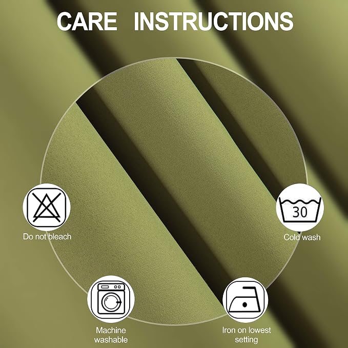 LEMOMO Blackout Curtains 66 x 95 inch/Olive Green Curtains Set of 2 - Image 4