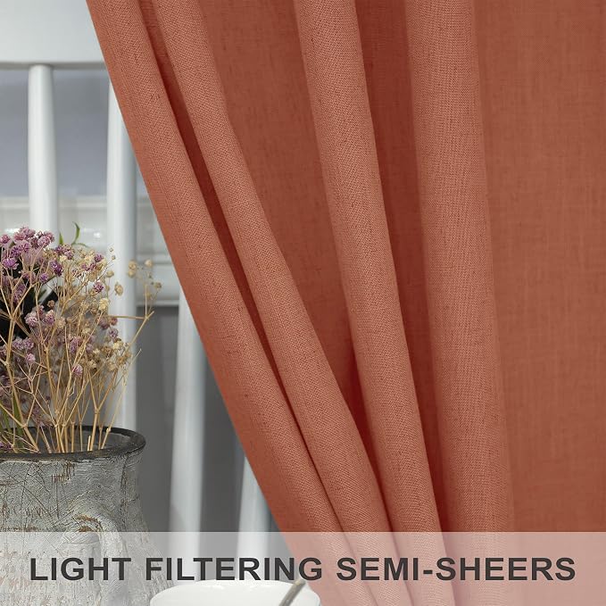 Pitalk 63 Inch Curtains for Living Room Dining Room Linen Sheer Colorful Hippie - Image 4