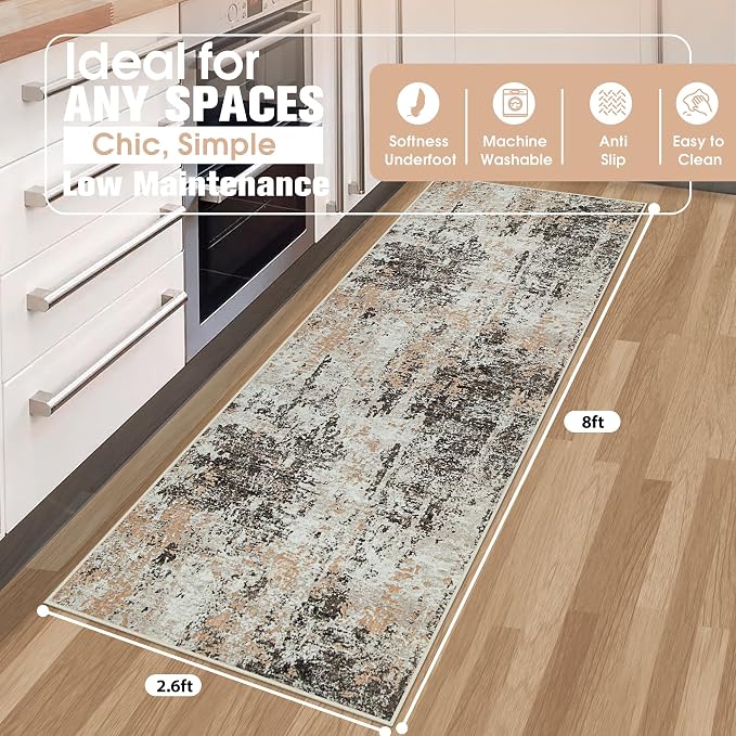 Runner Rug for Hallways Kitchen 2'6"x8' Washable Non Slip: Carpet Non Skid 8ft - Image 2