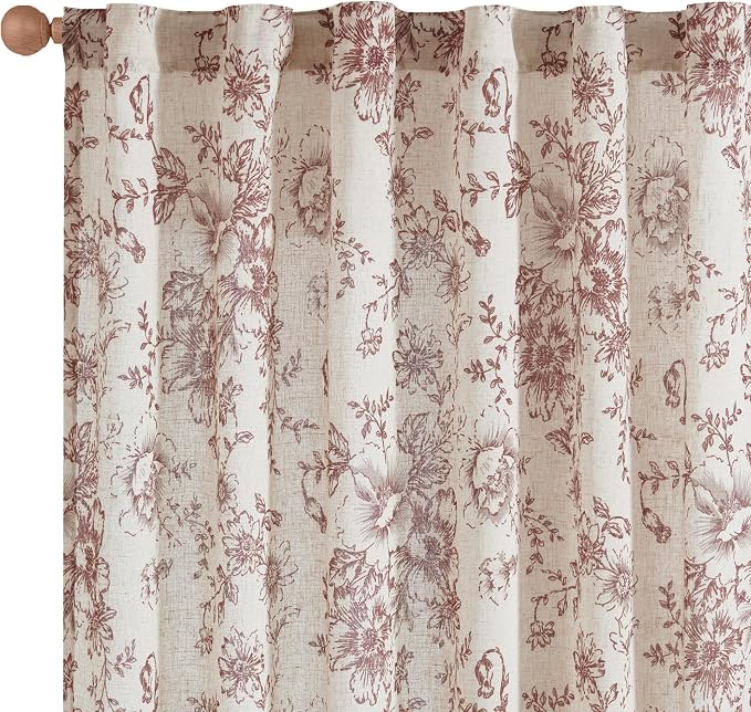 jinchan Linen Blend Curtain Floral Curtains - Image 8