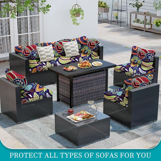 12 Pcs Stretch Patio Cushion Covers, Outdoor Couch Covers Replacement, Outdoor - Image 4