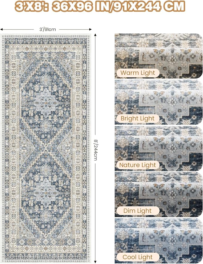 3x8 Runner Rug Non Slip Washable - Image 2